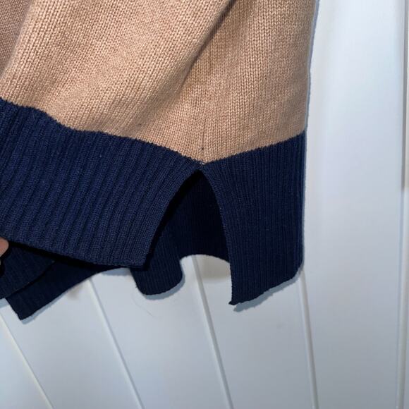 Boden Wool Sweater M Jessica LS Pullover Oversized Jumper Tan Pink Navy Blue - Picture 6 of 8